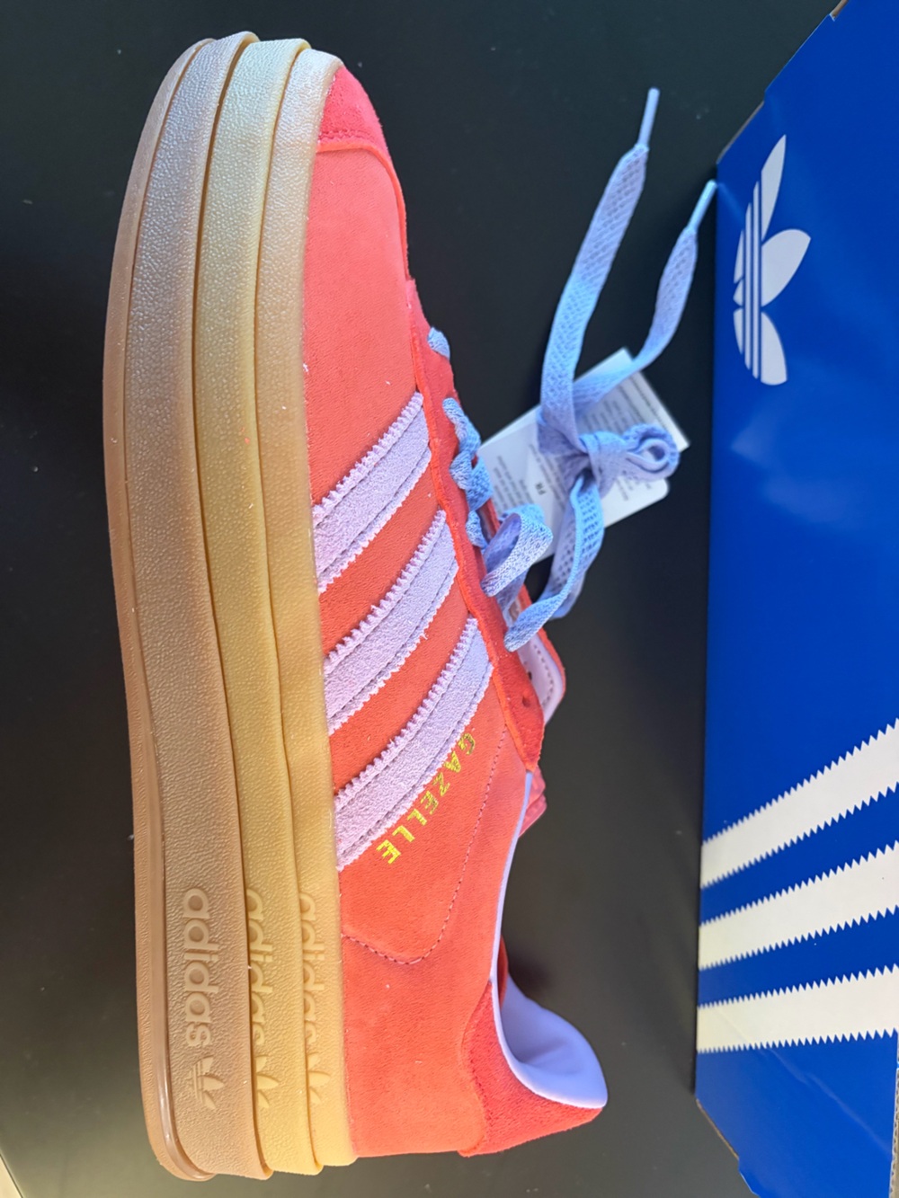 adidas Gazelle Sneakers - Coral Pink with Light Purple Stripes